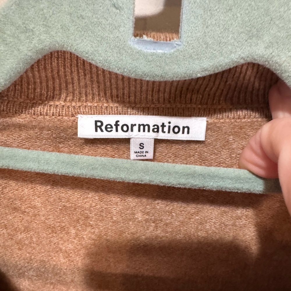 Reformation Cashmere Polo Sweater in
Camel Tan - Picture 5 of 6